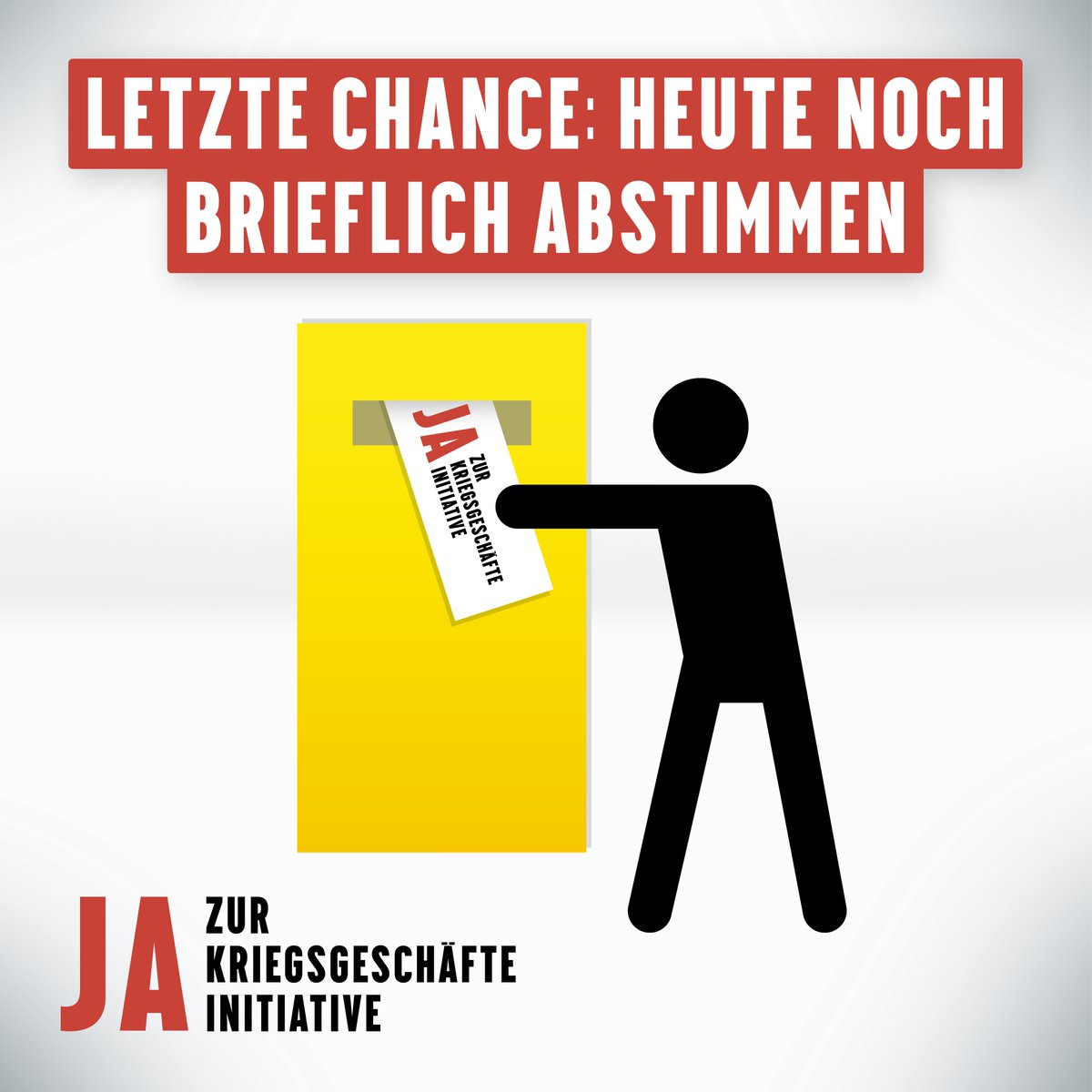 Hast du schon abgestimmt? ❗
✍🏼 Ja zur Kriegsgeschäfte-Initiative stimmen
📩 Bring dein Couvert heute auf die Post