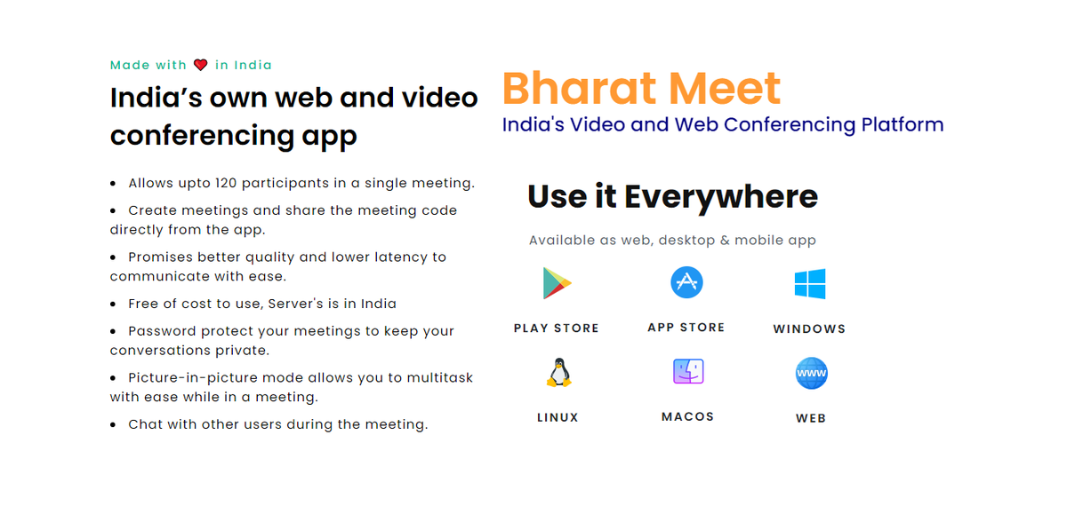 onetouchapplabs's tweet photo. @bharatmeetapp (Bharat Meet App) is a wonderful and useful app for video and web conferencing. It is made in India and made for India. Let us use Indian apps and support Indian talent.
#SupportMadeInIndia #MadeInIndia #SelfReliant
https://t.co/WUvmfbnGHV https://t.co/Zl1w4mV1lb