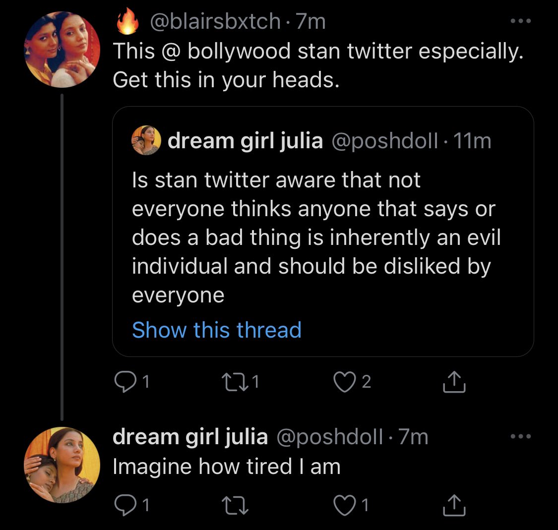 Once I asked her what she meant & what was this other account blocked by many, she responded in a cheeky way & deactivated. After calling her out, mutuals of mine let me know that she was talking about me on another account. I opened up the account just so I could block her & +
