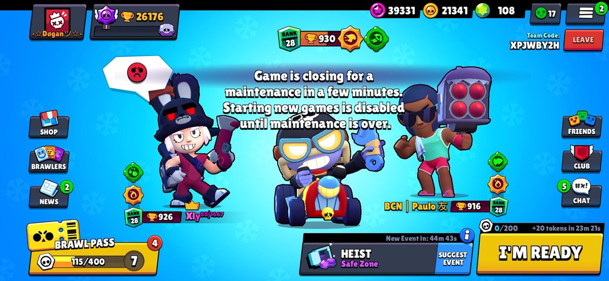 Brawl Stars V Twitter Maintenance Time We Got Some Fixes Lou Was Crashing The Game Added Some Improvements To The Map Maker And A Warm Buff To Lou - maintenance brawl star 1 mars