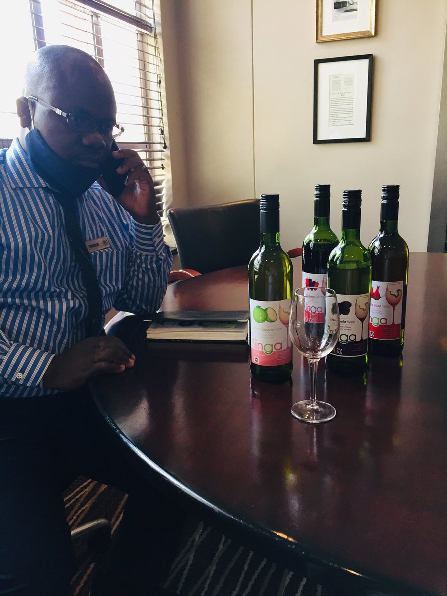 LingaWine's tweet photo. Grateful that yesterday Mr Darius Mayuni, Head Procurement at the historic @ProteaHotels #Ryalls in Blantyre took time to sample Linga #Wine and consider it for addition to their #winelist. Step by step. Watch this space. #Malawi #fruitwine @TourismMalawi https://t.co/m95yXVV2h5