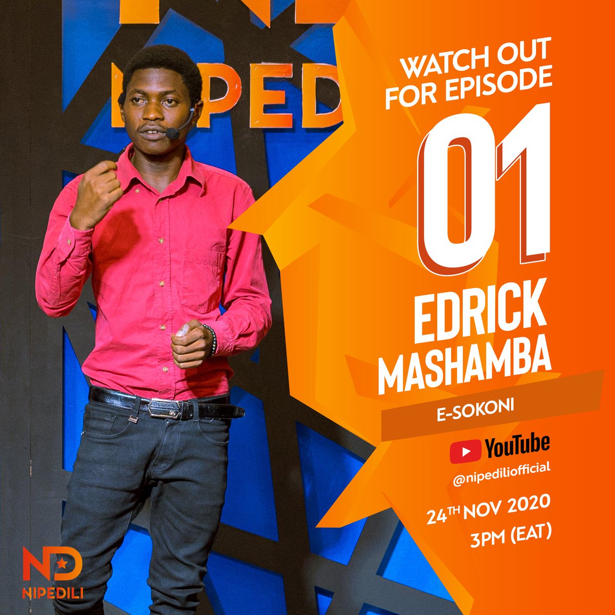 Nipe_Dili's tweet photo. Our first episode will feature;
Edrick Dawson Mashamba
C.E.O | EYO Holdings Limited
Website: https://t.co/WRXKDCBYfm
Facebook: esokonitz
Twitter: @ESokonitz
Instagram: esokonitz
#Esokoni #Eforums #Sokokuulawakulima #Esms
#NipeDili2020 #NinatimizaNdoto #EndeleaKupambana https://t.co/qGdY2SpYl5