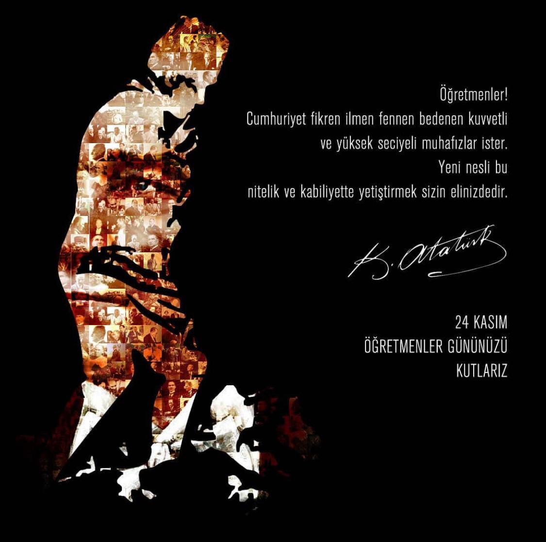 “Başöğretmen Atatürk’ün birer yansıması olan sizler, övgülerin en güzeline layıksınız. 

Öğretmenler gününüz kutlu olsun.” ❤️

#24Kasım #ÖğretmenlerGünü
