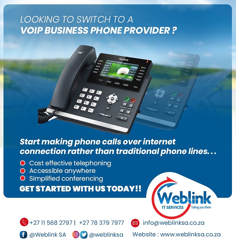 weblinksa's tweet image. Thinking of making phone calls over  internet connection rather than traditional lines.. We&apos;re your go to installers for all your VOIP services📞
CHANGE YOUR BUSINESS NARRATIVE NOW ‼️
#VoIP #internettelephony

@nthato_cibi1 @marcozelf @Know_BaKC @lchiggz @JewelsTanya @nuel920
