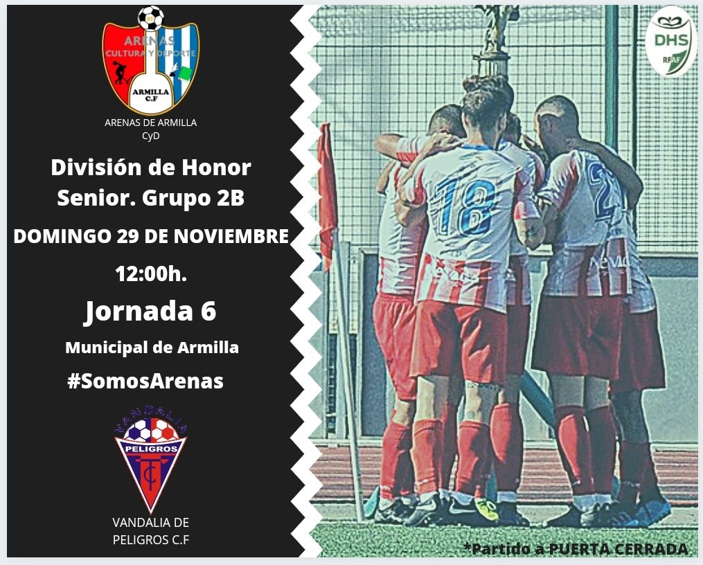 ArenasOficial's tweet photo. 📣📣 ¡¡VUELVE LA LIGA!! 📣📣

Vuelve el FÚTBOL al MUNICIPAL!!!

Y que mejor manera que con un derbi! ⚔⚔⚔

🆚 @VandaliaCF 
🗓 Jornada 6.
🏟 Municipal de Armilla.
📆 Domingo 29 de Noviembre.
⌚️ 12:00 h.
🚪Partido a Puerta Cerrada ⛔

#SomosArenas #LaIlusiónDeUnPueblo 🔴⚪🔵💪🏽💪🏽 https://t.co/hfzdJfhoR6