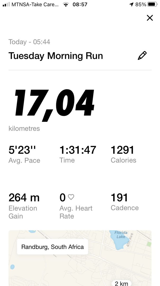 TumiAfaye's tweet image. A Lazy 17km.

#ConsistentRunner
#FetchYourBody2020 
#RunningWithTumiSole