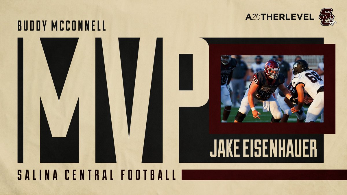 SC_MustangFB's tweet photo. Congrats to @JakeE72 on being the 2020 recipient of the Buddy McConnell (Salina Central Football MVP) Award.  
#A20THERLEVEL #PHAST #WEareSC #Captain #Senior https://t.co/z5QPGTaN9H