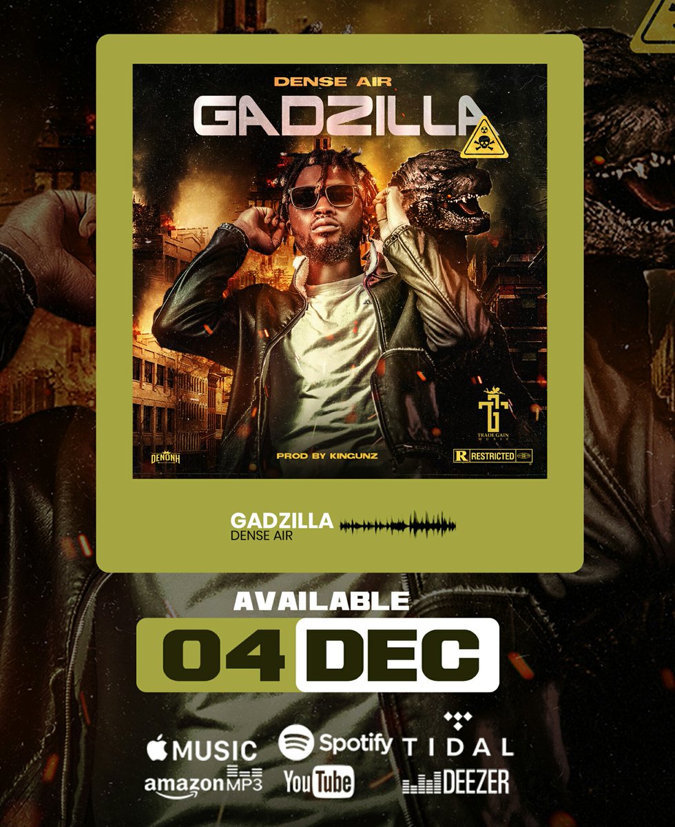 obeydasilva_'s tweet photo. Cameroons Record Label #TradeGainMuzik Present The Official Cover Art And Released Date of The Song #Gadzilla By One Of Its Dance Hall Artist @KingDenseair 🔥❤💚💙
Subscribe Below
https://t.co/bWwAKYHdzp
https://t.co/Re0FgJjZ34
#LizzyMagazine #BloGeneral https://t.co/vUTzgbsNY8