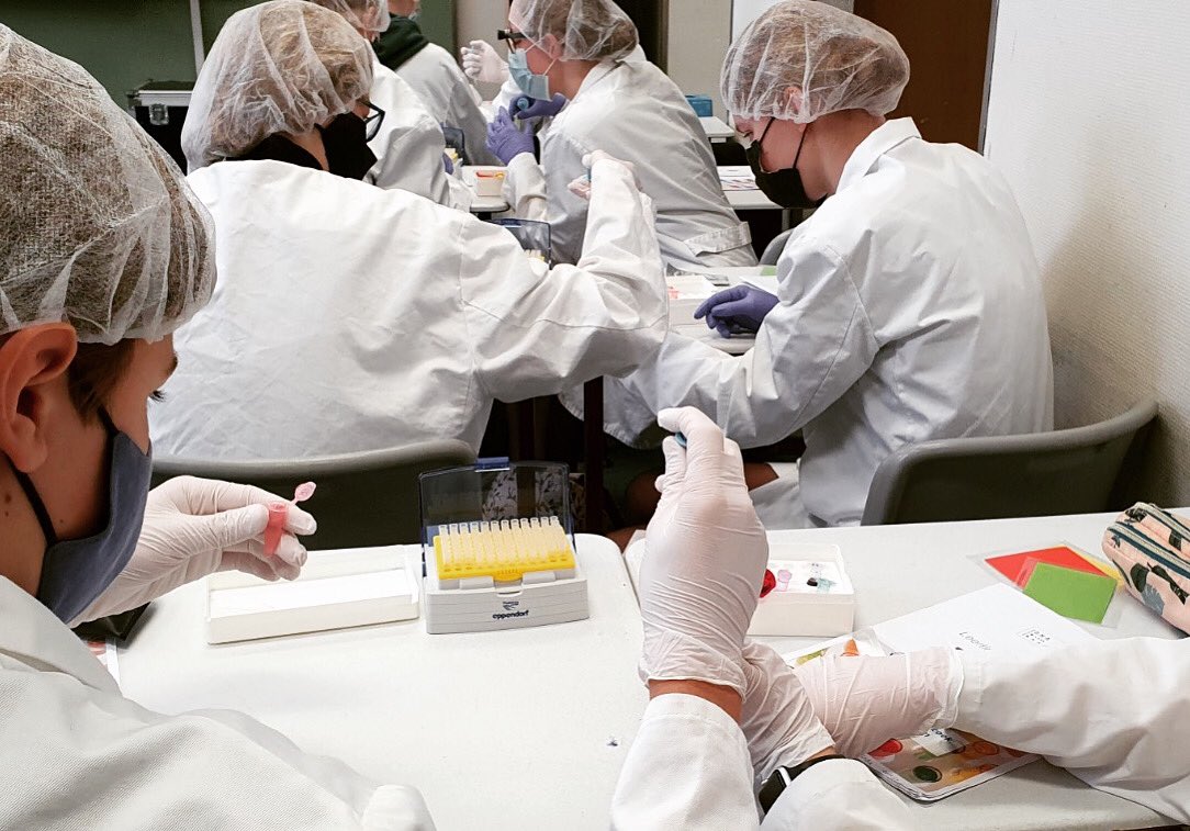 De leerlingen van het <a href="/DriestarCollege/">Driestar Gouda, Leiden, Lekkerkerk</a> zetten de speekseltest in #biotechexperience, onderdeel van het DNA-lab Forensisch DNA-onderzoek