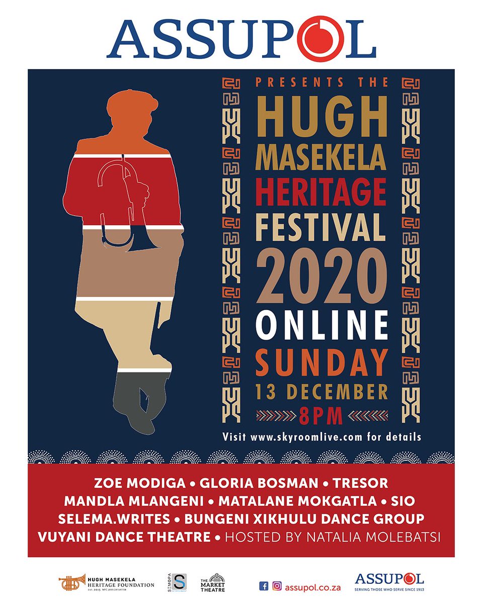 hughmasekela's tweet image. Let’s go! It’s that time of the year where we honour the legendary “Hugh Masekela” This year Assupol brings you The annual Hugh Masekela Heritage Festival which will premiere ONLINE on December 13, 2020 at 8pm on SkyroomLive.com 

#HughMasekela #hmhf2020 #Assupol