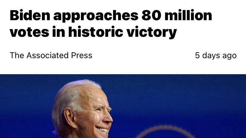 Biden/Harris didn’t earn 80 million votes. There were 80 million votes cast AGAINST Trump. Let’s not conflate the two....