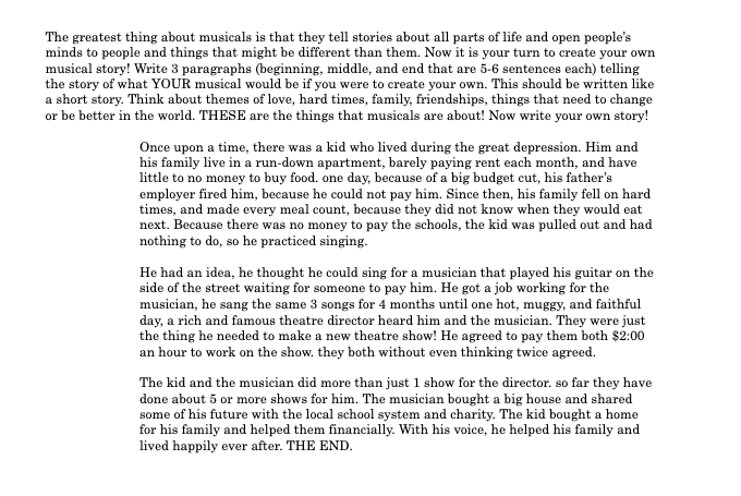Exploring Broadway Musicals in 6th Grade Music classes &amp; I am once again amazed at the things these awesome kiddos can create! Part of their NTI work was to write their own musical story. This is just one fantastic example! I want to see this musical! <a href="/ShelbyEast/">Shelby East Middle</a> <a href="/shelbycountysch/">Shelby Co Schools Ky</a>