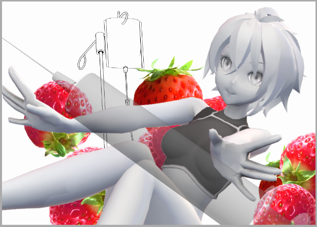 ありがとうイージーポーザーありがとう3D素材。先に素材配置したらなんかもうイラスト完成しそうな気がしない? 