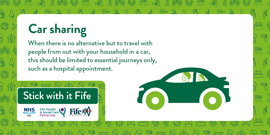 nhsfife's tweet image. Car sharing continues to be one of the main ways coronavirus is spreading in Fife. To protect yourself &amp;amp; others, please only share a vehicle with those within your own or extended household. If there is no alternative this should be limited to essential journeys. #stickwithitfife