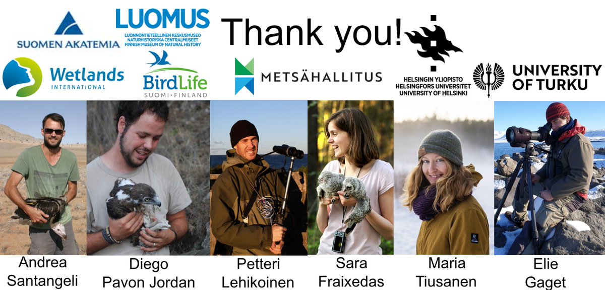 Thank you wonderful young scientist:  @and_san_vult  @DPavonJordan  @LehikoinenPepe, Sara Fraixedas, Maria Tiusanen and Elie Gaget, collaborators e.g.  @WetlandsInt  @BirdlifeSuomi  @Metsahallitus  @UniTurku and funders  @SuomenAkatemia  @luomus  @helsinkiuni 25  #BOUsci20