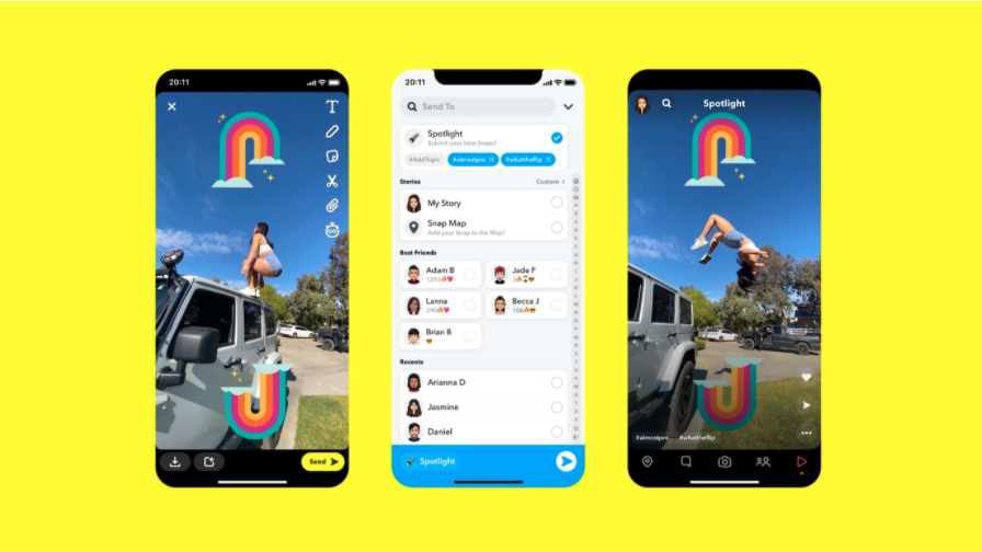 أعلن تطبيق سناب شات عن إطلاق ميزة سبوتلايت Spotlight. الميزة مشابهة جداً لتطبيق تيك توك وتقدم فيديوهات سريعة عمودية. المثير للاهتمام هو إعلان سناب شات أيضاً عن التزامه بدفع مليون دولار يومياً لمنتجي الفيديوهات الأكثر انتشاراً على المنصة. #أخبار #سنابشات