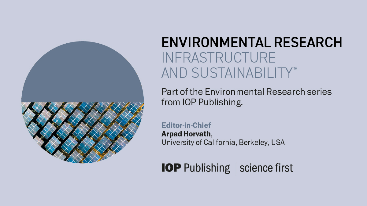 IOPenvironment's tweet photo. Introducing our new #OpenAccessJournal:
#EnvironmentalResearch: #Infrastructure and #Sustainability (ERIS).

Article publication charges have been waived until 2021 
Submit now!  
https://t.co/vetsfYqJon 

Please retweet with friends and colleagues who might find this useful. https://t.co/24vz459p89