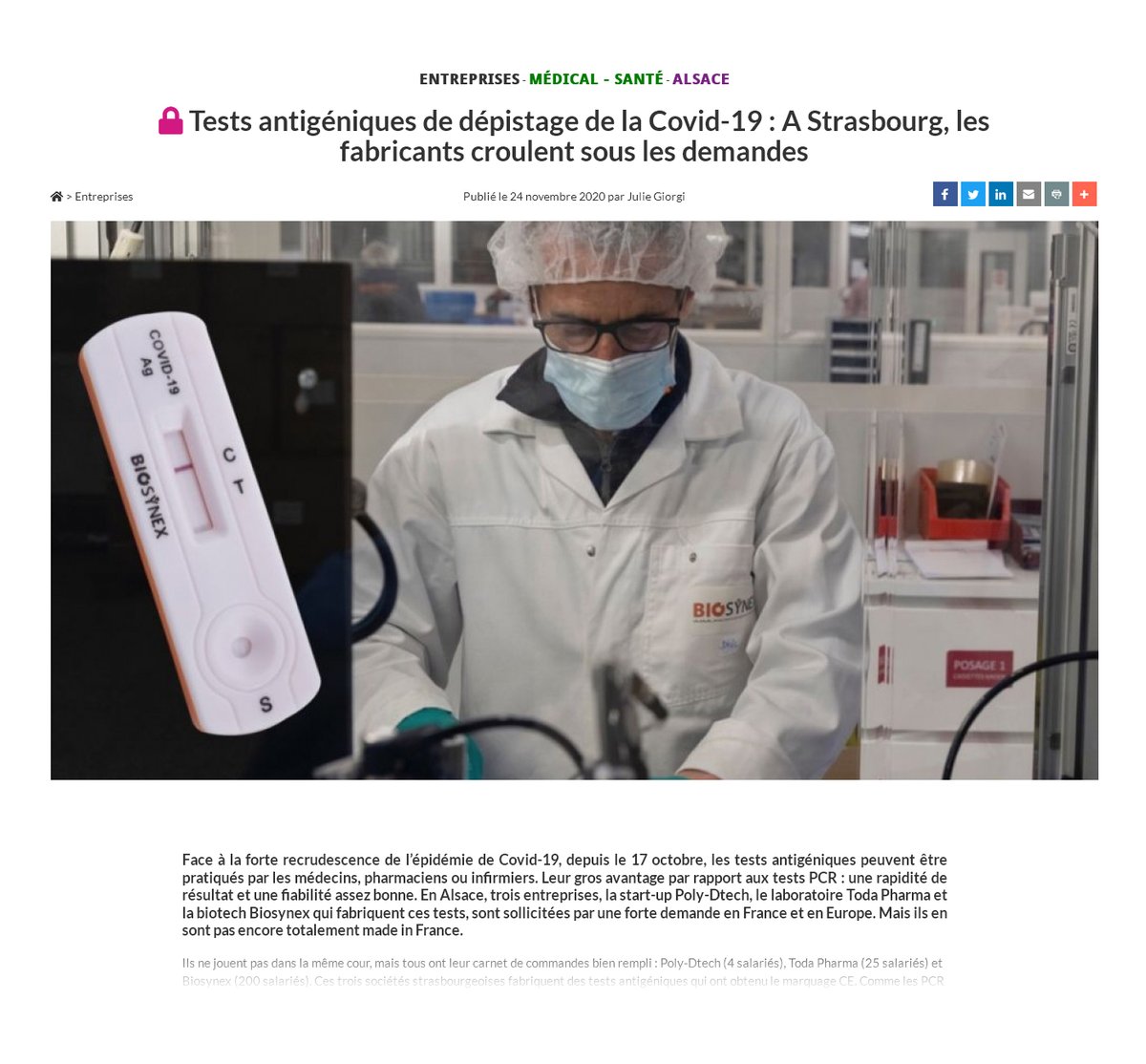 OffRecord2020's tweet photo. Les fabricants français de tests antigéniques Biosynex, Toda Pharma et Poly-Dtech "croulent sous les demandes". Article publié aujourd'hui : https://t.co/WyJPBiX4pm
#biosynex #theradiag #polydtech #covid19 #covidtesting #covidtests https://t.co/0dyezZP7bo