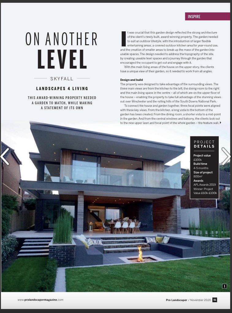 lands4living's tweet photo. #landscapes4living #weareapl #londonstone #inlite @stuarttowner Thanks to Pro Landscaper magazine for featuring our 2019 APL award winning project. Thanks to creative Stuart Towner’s Design👌thanks to clients and especially Team L4L as it was immense 💪🏻 https://t.co/ltifbHOnoT