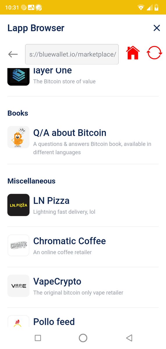 thedavidcoen's tweet photo. Great news!
My book's website has been merged and now available on the @bluewalletio marketplace!
It's the first of the new category "Books".
You can then buy @QAaboutBitcoin paying in #bitcoin only, via #LightningNetwork without existing the wallet! https://t.co/JVZOV4Uvl0