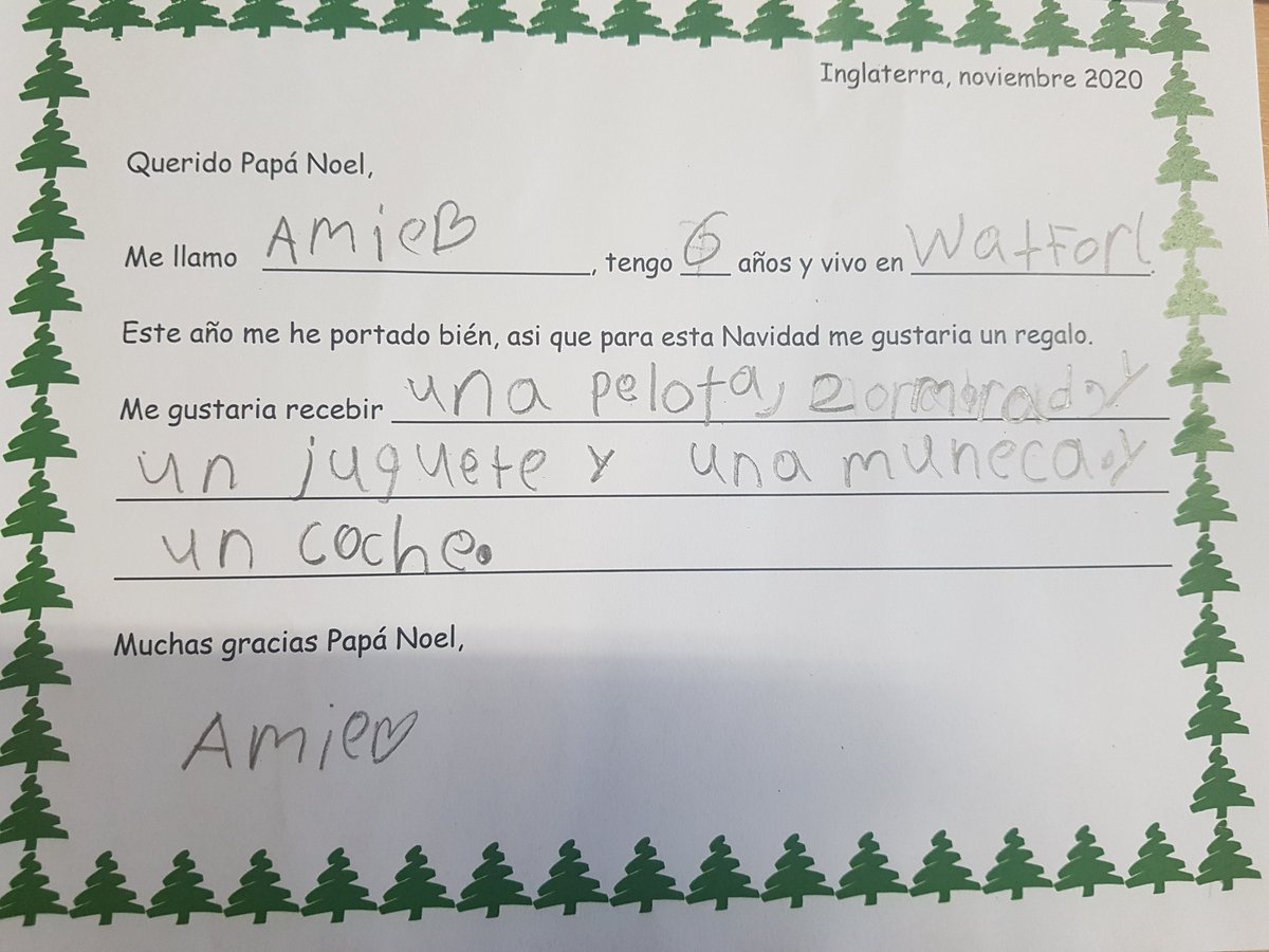 MrsRibeiro2's tweet photo. Year 2 have been writing a letter to Santa in Spanish 🎄🎁 #learninglanguagesiscentral. @Centralprimary @MrBeach94 @MrsCrumley2 https://t.co/5On7qULvaX