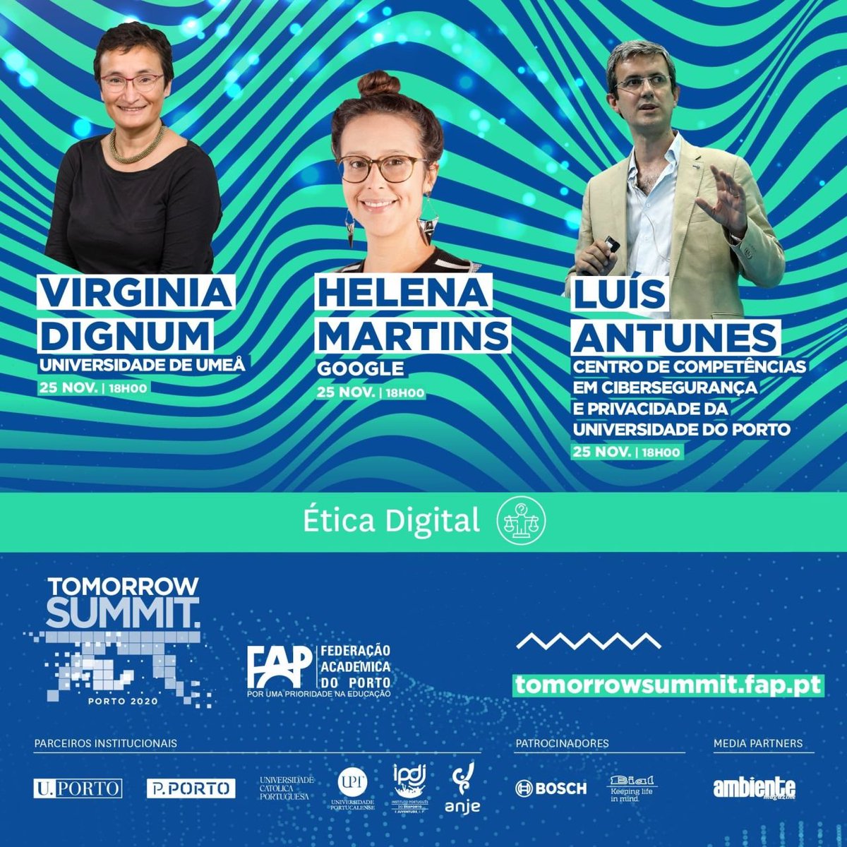 HLTSYS's tweet photo. Tomorrow Summit.fap 2020 - As melhores respostas da Academia em relação ao amanhã. Luís Antunes, co-fundador da @HLTSYS  vai ser o orador convidado para discutir o tema Ética Digital, dia 25 Nov pelas 18h00. Inscreve-te já!
https://t.co/ltXUhQddmR
#tomorrowsummit https://t.co/PDbVpZdYkg