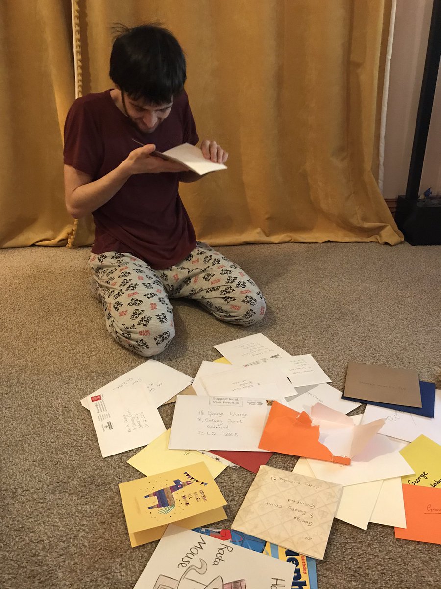 micky171's tweet image. George happy opening all his cards from our village and some new friends 🥰 Thanks to everyone 🙏