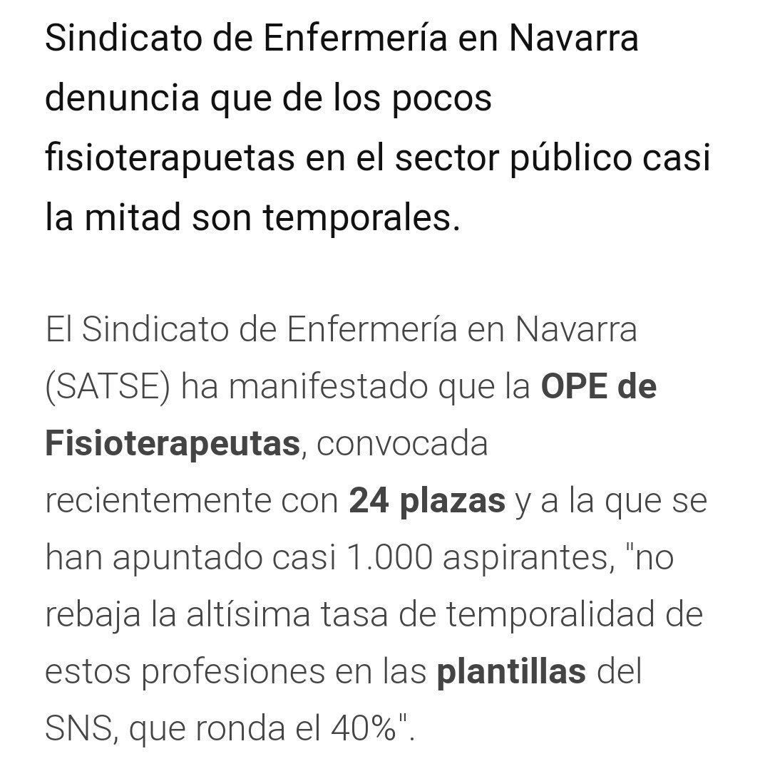 Llega un momento en que la necesidad imperiosa de poder trabajar en la sanidad pública ya no solo lo pedimos los fisios, sino el resto de profesionales sanitarios. #FisioterapiaYSanidadPublica