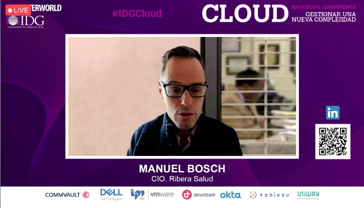 ComputerworldES's tweet photo. Manuel Bosch: "Como empresa sanitaria uno de los mayores problemas que encontramos en #cloud, nos llega por todo lo concerniente con sistemas regulatorios". @riberasalud. #IDGCloud #CloudComputing https://t.co/vv15KxZjqN