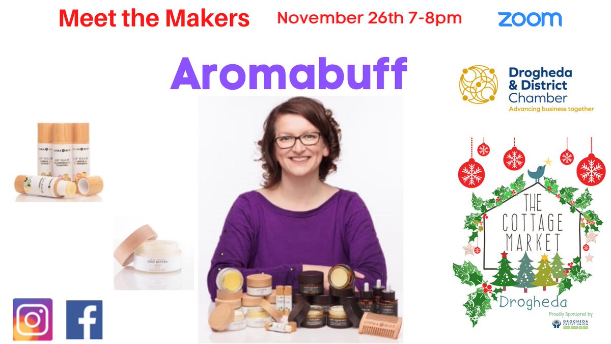 Meet <a href="/AromaBuff/">AromaBuff</a> on November 26th. 
Register now: bit.ly/3lyhORt 
 <a href="/CottageMktDrog/">CottageMarketDrog</a> #CottageMarket  #LouthChat