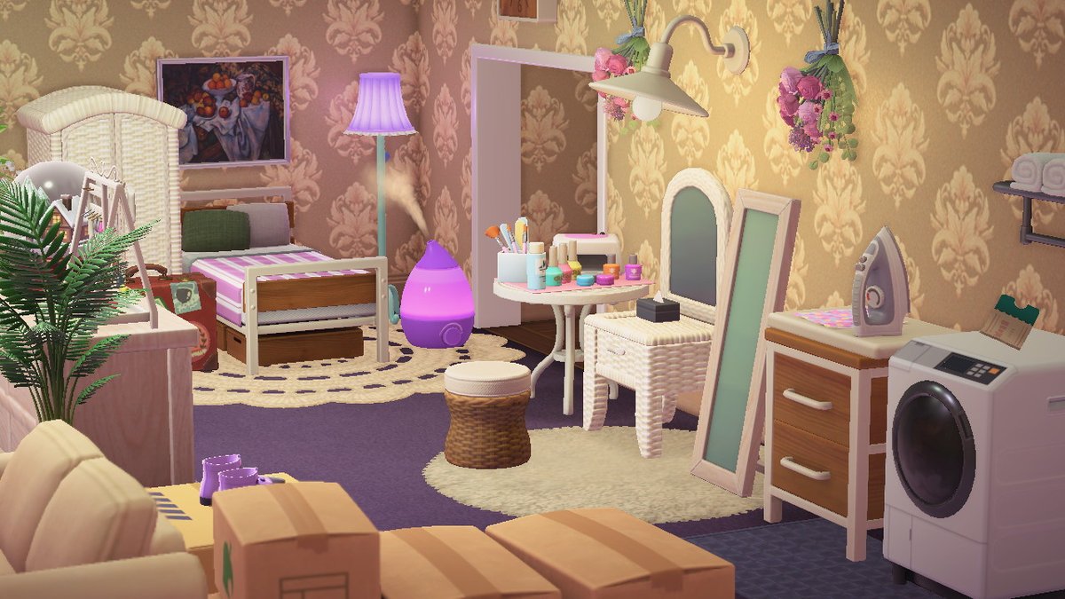 ユウ ことの ケイト の部屋 三姉妹の次女の部屋は高級ブティックを連想した部屋 パープルのポイント使いでケイトらしく美意識高めに どうぶつの森 Animalcrossing Acnh あつ森 あつ森レイアウト ことの ケイト T Co H03vzntbbf