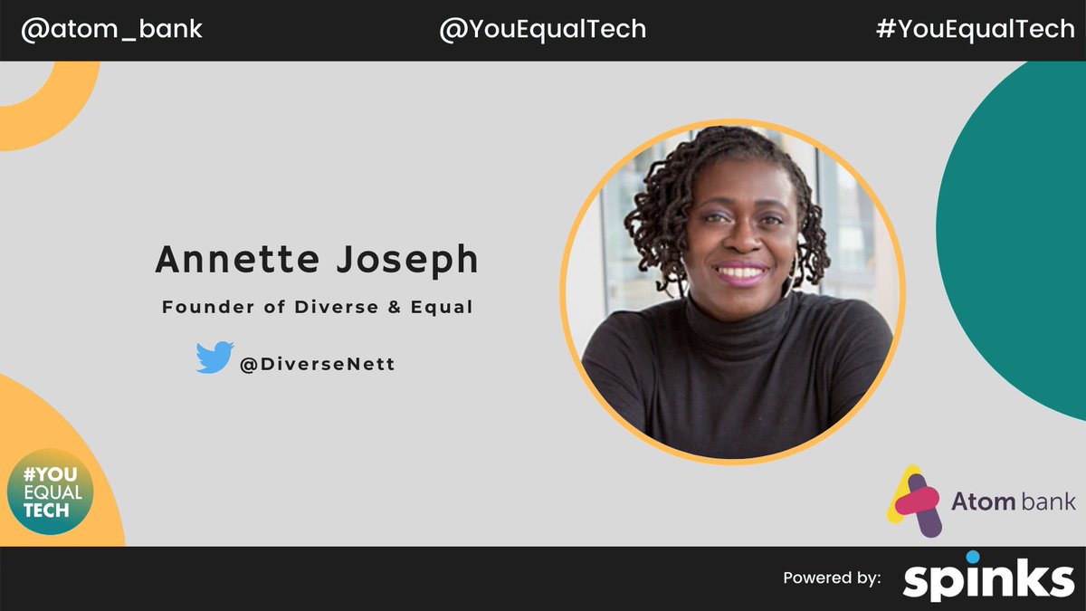 #YouEqualTech (@youequaltech) on Twitter photo We're excited to hear from <a href="/DiverseNett/">Annette Joseph</a> at our online event with <a href="/atom_bank/">The Atom Bank fan club</a> tomorrow at 12pm. Annette will be discussing how her company equips people from under-represented groups with the necessary skills for careers in tech.
Join us: ow.ly/b54l50CeMGQ We're excited to hear from <a href="/DiverseNett/">Annette Joseph</a> at our online event with <a href="/atom_bank/">The Atom Bank fan club</a> tomorrow at 12pm. Annette will be discussing how her company equips people from under-represented groups with the necessary skills for careers in tech.
Join us: ow.ly/b54l50CeMGQ