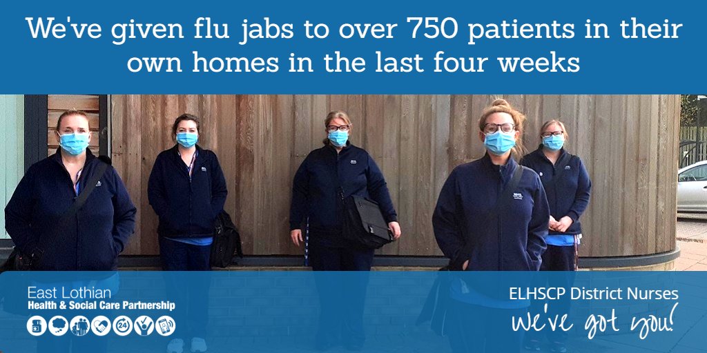 ELHSCP's tweet photo. Let's hear it for the ELHSCP District Nursing Team who have put in a tremendous amount of work in making sure that vulnerable housebound people got their flu jabs last month. Well done! 👏👏👏

#healthandsocialcare #FluJab

@ELcourier @NHS_Lothian @ELCouncil @EastLothianpcip https://t.co/no319tjQG4