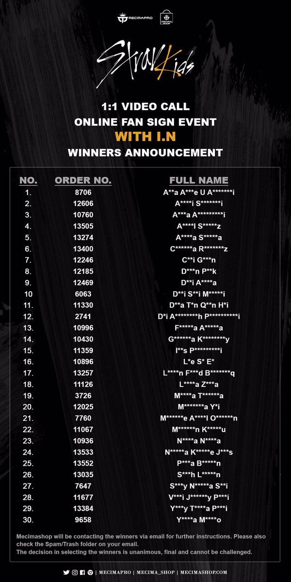 Mecimashop Mecimashopxskzinlife I N 1 1 Video Call Application Winners Announcement Stay We Thank You For The Support Throughout These Months Welcoming The Final 30 Lucky Stays Who Will Be Joining