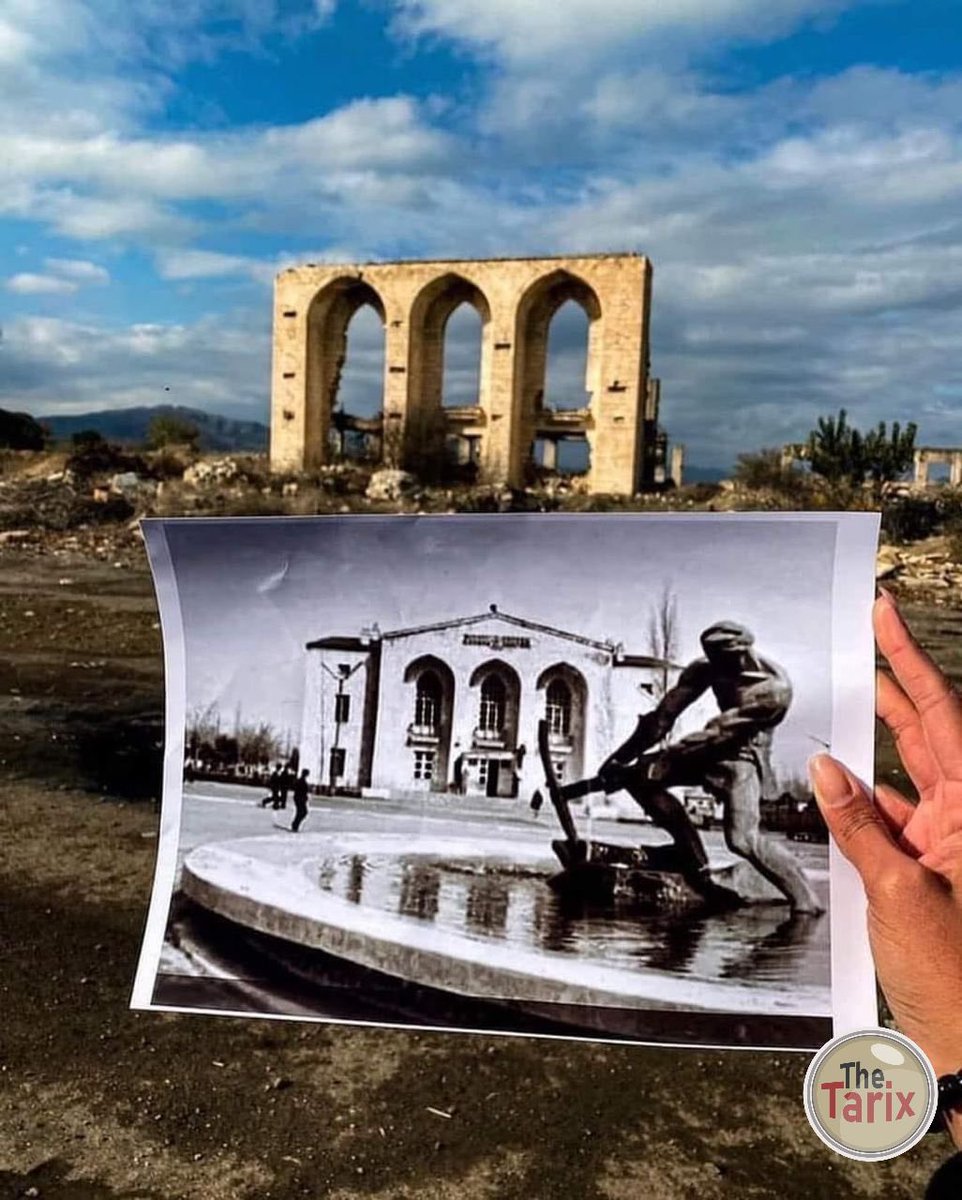 Ağdam şəhərində yerləşən Əbdürrəhim bəy Haqverdiyev adına Ağdam Dövlət Dram Teatrı. İşğaldan ƏVVƏL və SONRA.