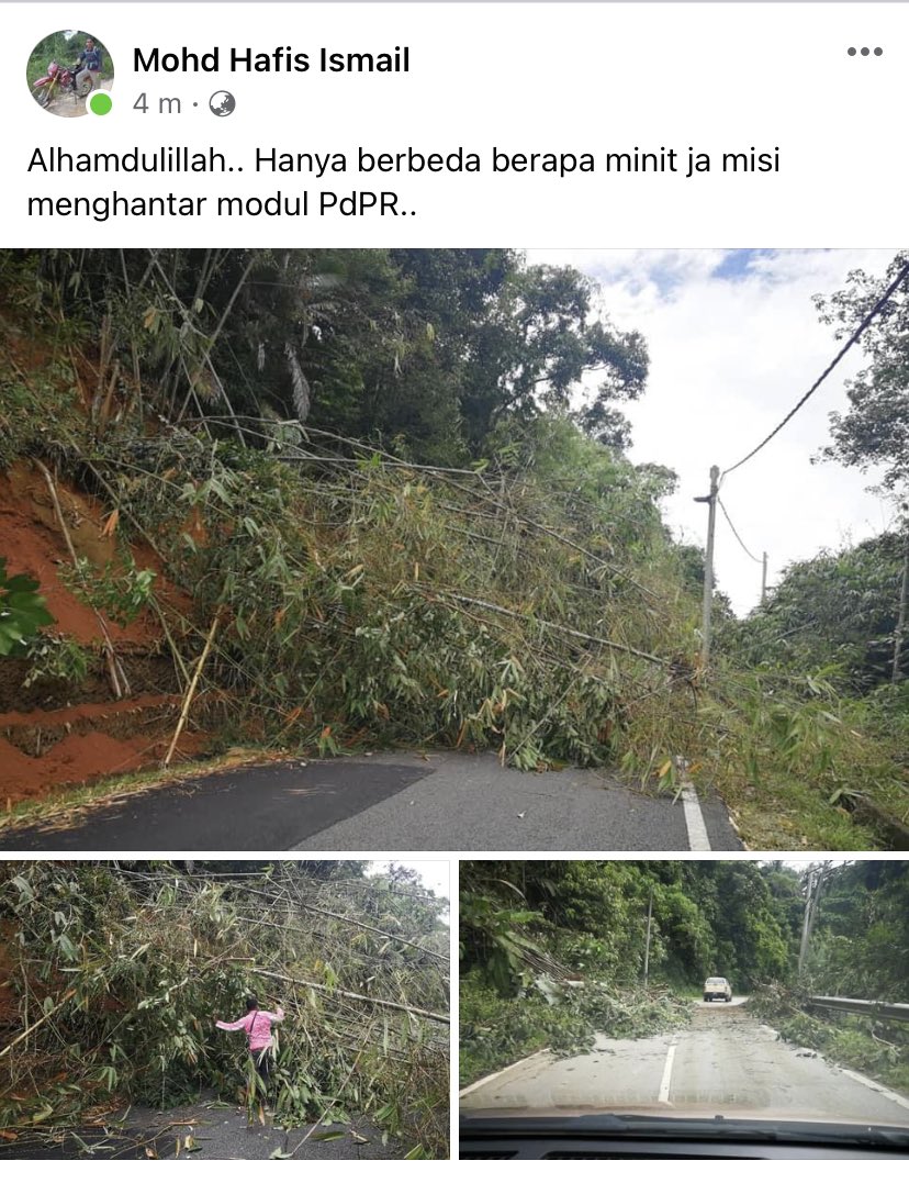 AzrulHassim's tweet photo. Rakan guru SMOA dari SK Pos Kuala Mu pula berkongsi di FB nya. Laluan ke sekolahnya tidak boleh dilalui semasa misi menghantar tugasan kepada murid. Semoga urusan guru2 di sana dipermudahkan. Sy juga dulu pernah berkhidmat setahun di sana dan sgt memahami kesukaran yg dilalui.😔 https://t.co/0VIrb2npDj