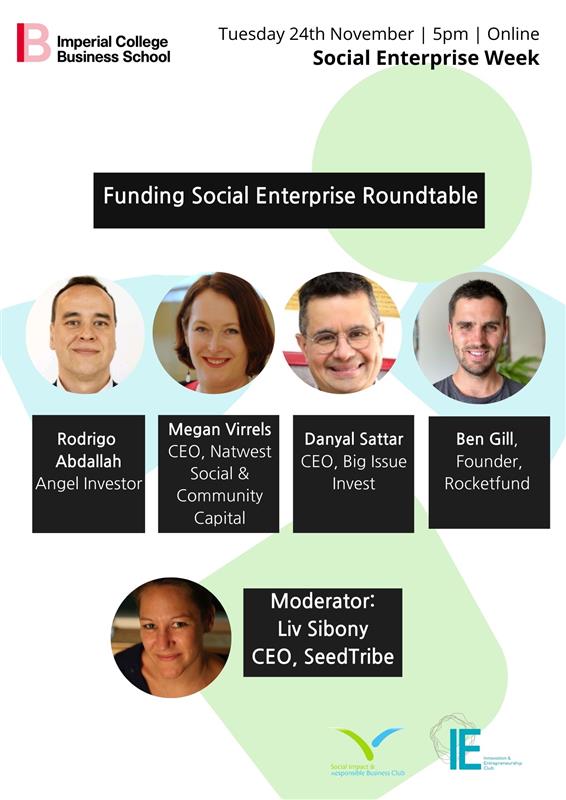 Day 2 of #SocialEnterpriseWeek!

Join the Funding Social Enterprise Roundtable tonight (Nov 24) @ 5pm GMT

Speakers: Rodrigo Abdallah, Megan Virrels from <a href="/NatWest_Help/">NatWest</a>, @IamthatDan from <a href="/BigIssueInvest/">Big Issue Invest</a> 
Ben Gill from <a href="/RocketFund/">Shaw Rocket Fund 🇨🇦</a> 

Moderator: <a href="/OliviaSibony/">Olivia Sibony</a>

bit.ly/SOCIALENTERPRI…
