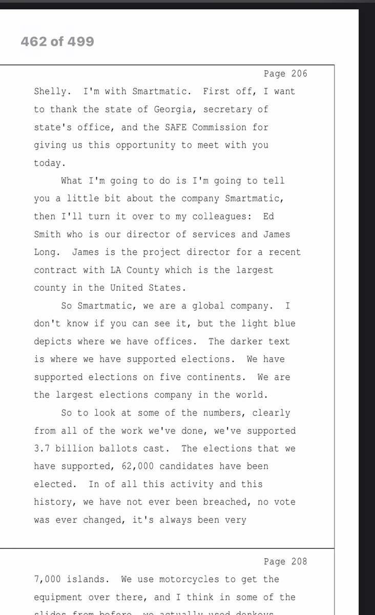 And heres Smartmatic in 2018 actively presenting to Georgia their products and touting their recent sale to LA county California.Now remember, Smartmatic was told that they aren’t allowed to operate in the US. https://sos.ga.gov/admin/uploads/SAFE%20Commission%20Transcript%208.30.18.pdf