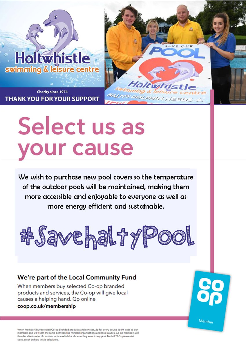 HSLC1's tweet image. *SUPPORT OUR POOL*
We’re part of the Local Community Fund, meaning when you buy selected Co-op branded products, they'll give us a helping hand.

Just follow the link below &amp;amp; select us as your local cause.

#SaveHaltyPool #LocalCommunityFund #ItsWhatWeDo

membership.coop.co.uk/causes/44686