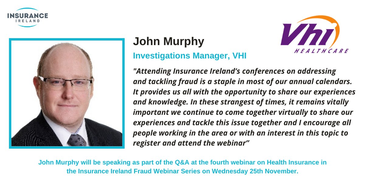 insurance_irl's tweet photo. The final event of the II #Fraud Webinar Series takes place Wednesday 25th November. Dr Peter Wilmshurst along with a panel of #HealthInsurance II member companies will discuss the topic of #HealthInsuranceFraud in Ireland. https://t.co/84nYvDwaRD https://t.co/kieyJRFwmQ