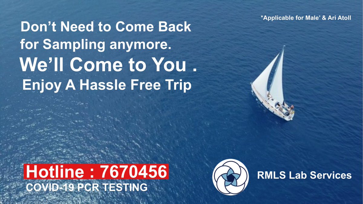 RMLSlabservices's tweet photo. Don’t Need to Come back during the middle of trip. We’ll come to you. Now Enjoy a Hassle Free Trip in the Maldives. Call 7670456 or Mailto : info@rmlslabservices.com #LabOnTheMove #CollectionService #RMLSLabServices #Maldives https://t.co/dKlis0KF4J