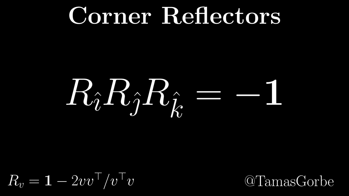 The maths behind this is nice and simple. Multiply reflections through 3 pairwise perpendicular planes and you get minus the identity. So every vector gets reversed.