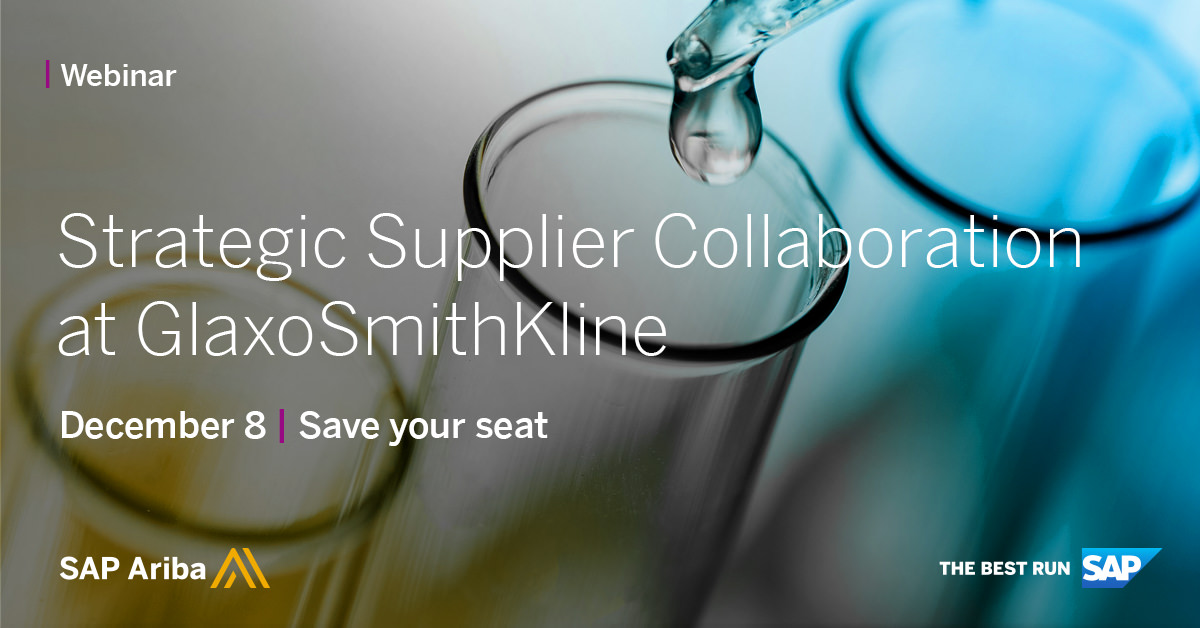 Join this webinar with our customer <a href="/GSK/">GSK</a> on December 8th to learn how the company is transforming its supply chain collaboration with the help of <a href="/SAPAriba/">SAP Ariba</a> and @apsolut_global. The webinar is hosted by SAP and participation is free: tinyurl.com/y5ka5b5x

#intelligententerprise