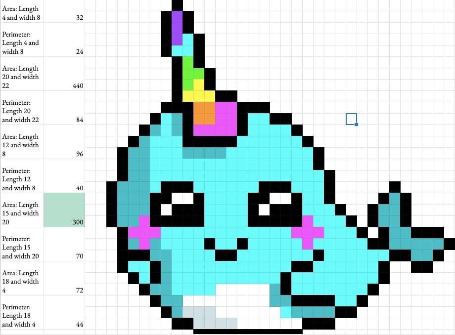 Check out this Area &amp; Perimeter Review pixel art I made for my students! 

docs.google.com/spreadsheets/d…