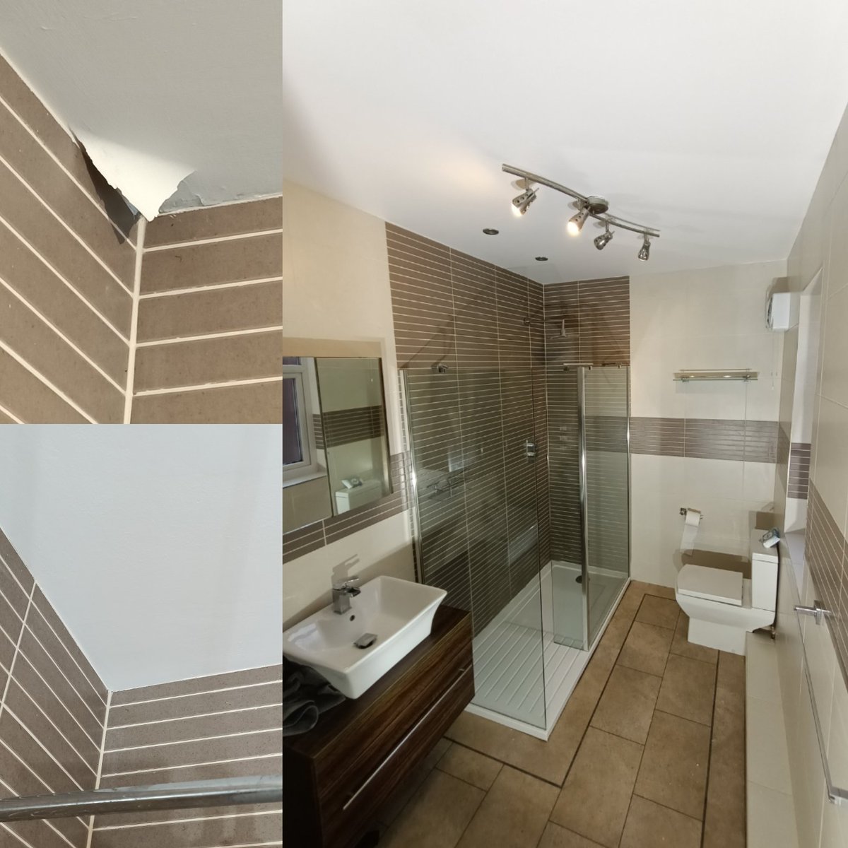 brooksdecor71's tweet image. Most recent work.
Ensuite ceiling was scraped, then coated with @ZinsserUK Peel Stop. Filled and then coated with  PermaWhite Matt.
Bedroom, Lounge, Staircase and Landing ceilings coated with Macpherson's Vinyl Matt with the walls all @JohnstonesTrade  Covaplus Matt.