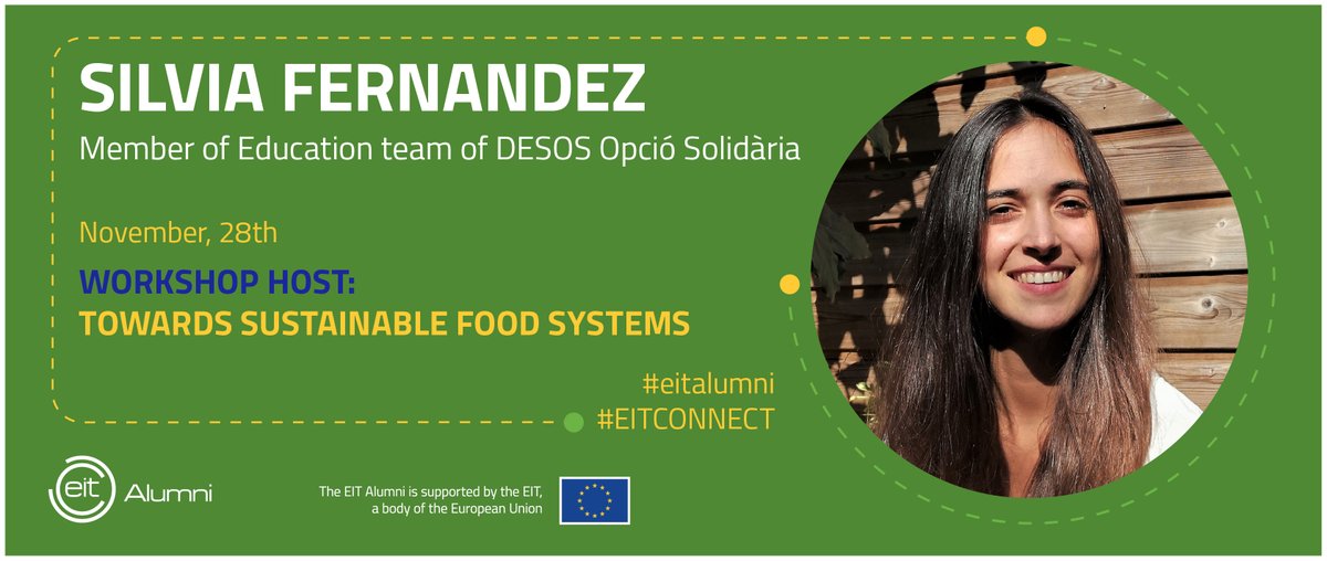 EITalumni's tweet photo. #Workshops at #EITCONNECT

👋 Meet Silvia, she is part of the Education team of DESOS Opció Solidària and will be the host of the workshop ‘’Towards sustainable food systems: Awareness and Action’’.
#eitlaumni #networking #climatechange #Food https://t.co/9rQ3bTi3gH