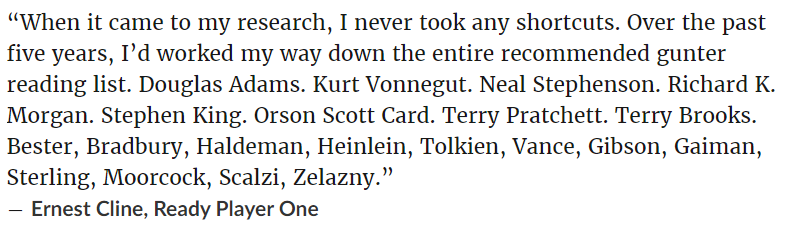 Horrible excerpt from Ready Player One.