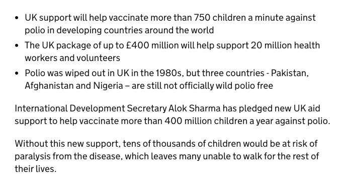 Don't conflate building hydroelectric dams in the Congo with vaccinating children against polio. Thanks to people like PT Bauer, we don't do the first kind of aid any more, we do the second kind.  https://www.gov.uk/government/news/uk-aid-to-help-vaccinate-more-than-400-million-children-a-year-against-polio
