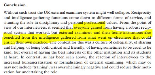 On being an external examiner Andrew Hannan and Harold Silver https://www.tandfonline.com/doi/pdf/10.1080/03075070500392300