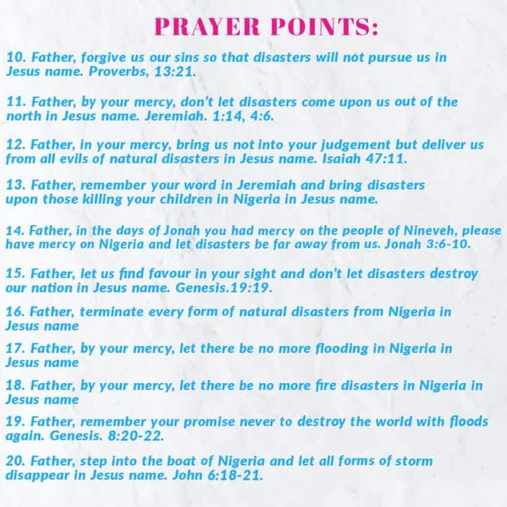 RCCGCityofDavid's tweet photo. PRAYER POINTS for Day 22 of #RCCGFast ππ½
Prayer Focus: NATURAL DISASTERS AND GLOBAL CLIMATE CHANGE
#30DaysFast
#ThankingGodInJesusName
#CODDailyPrayerPoints https://t.co/QSIzFt5hTH